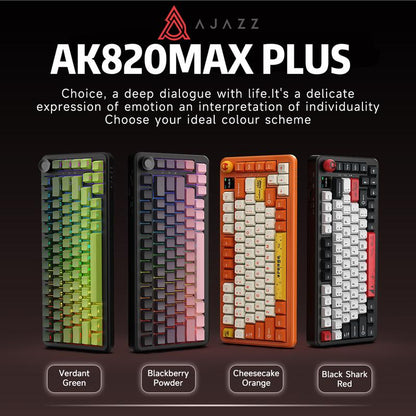AJAZZ Official AK820MAX plus Wireless Mechanical Keyboard with TFT Screen and Knobs, Gasket Architecture Keyboard 75%, Hot Swappable Gaming Keyboard, Pc/Mac/Linux Compatible
