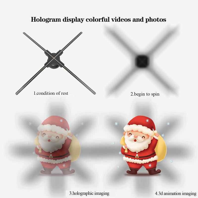 Eclat 3D Hologram LED Fan Projector, Wi-Fi App Control, HD Holographic Display for Christmas Halloween Show , Events Advertising, LED Light Visuals, Anime Gift ,High Definition