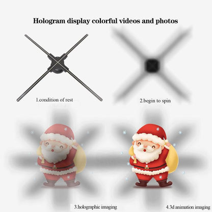 Eclat 3D Hologram LED Fan Projector, Wi-Fi App Control, HD Holographic Display for Christmas Halloween Show , Events Advertising, LED Light Visuals, Anime Gift ,High Definition