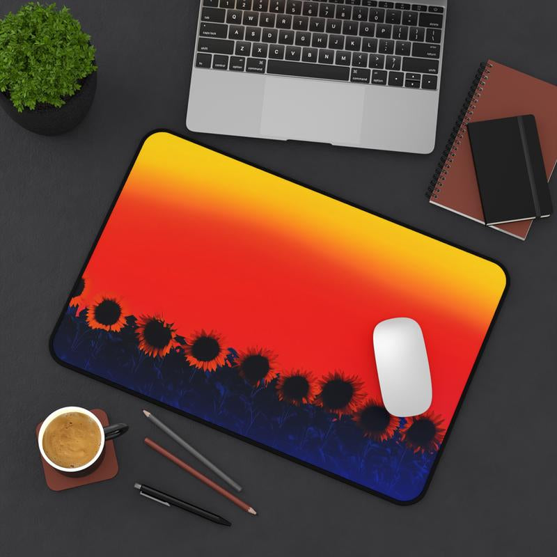 Vibrant Sunset & Sunflower Desk Pad – Elevate Your Workspace!** | Desk Pad, Gaming Pad, Office Desk Mat, Mouse Pad