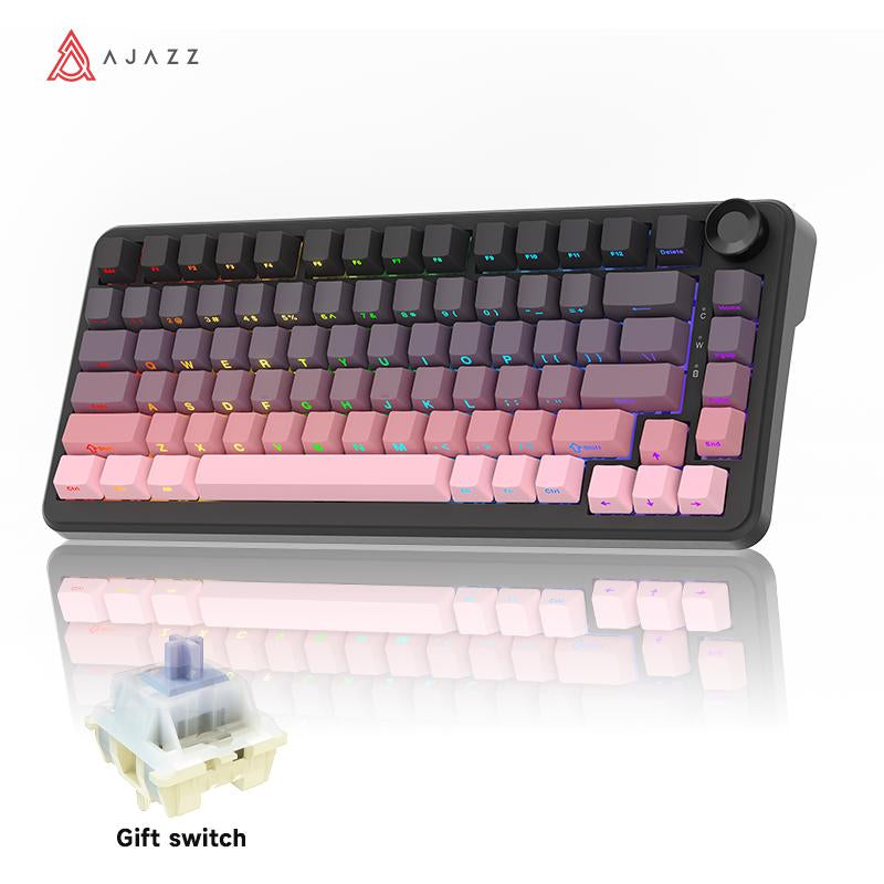 AJAZZ Official AK820MAX plus Wireless Mechanical Keyboard with TFT Screen and Knobs, Gasket Architecture Keyboard 75%, Hot Swappable Gaming Keyboard, Pc/Mac/Linux Compatible