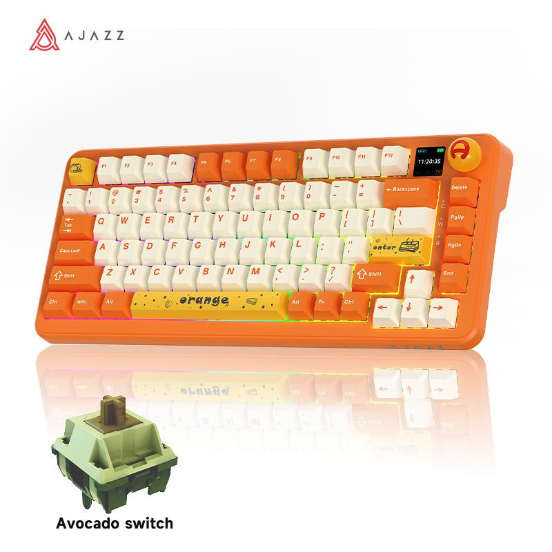 AJAZZ Official AK820MAX plus Wireless Mechanical Keyboard with TFT Screen and Knobs, Gasket Architecture Keyboard 75%, Hot Swappable Gaming Keyboard, Pc/Mac/Linux Compatible