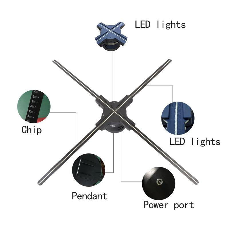 Eclat 3D Hologram LED Fan Projector, Wi-Fi App Control, HD Holographic Display for Christmas Halloween Show , Events Advertising, LED Light Visuals, Anime Gift ,High Definition